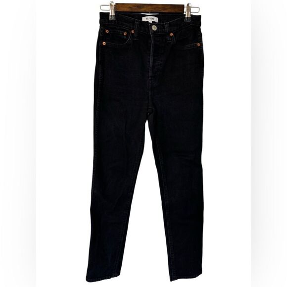 Re/Done 80’s Slim Straight Leg Jean in Jet Black - Picture 3 of 11